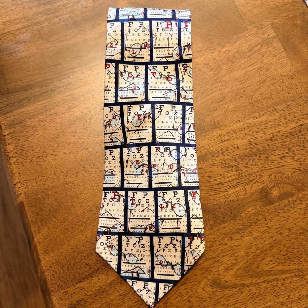 Mens 100% Silk Tie by Museum Artifacts, Eye Doctor Glasses Optometrist Novelty